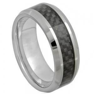 High Polish with Black Carbon Fiber Inlay - 8MM Band