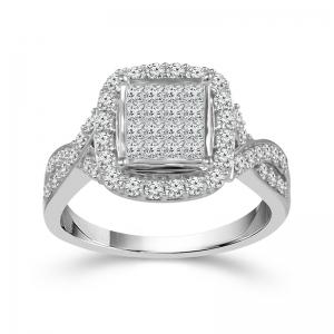 Ultimate Value® Composite Cluster Halo Diamond Twist Shank Engagement Ring - 1 Ct. T.w. in 10K White Gold