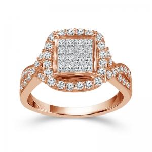 Ultimate Value® Composite Cluster Halo Diamond Twist Shank Engagement Ring - 1 Ct. T.w. in 10K Rose Gold