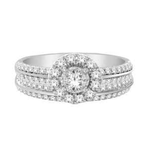 Diani® 3-row and Double Halo Bridal Ring Set - 1 Ct. T.w. in 14K White Gold