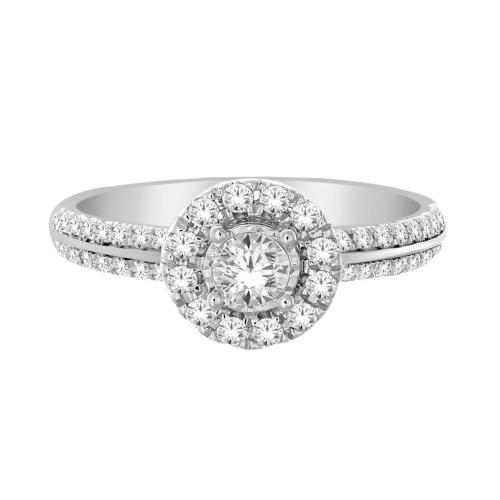 Diani® 3-row and Double Halo Bridal Ring Set - 1 Ct. T.w. in 14K White Gold