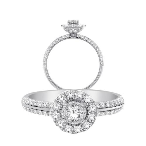 Diani® 3-row and Double Halo Bridal Ring Set - 1 Ct. T.w. in 14K White Gold