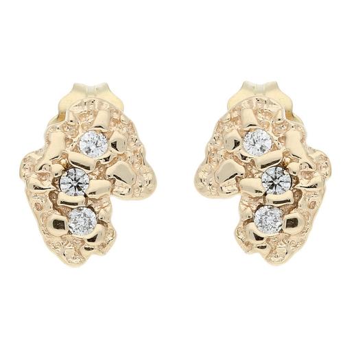 Natural Diamond Nugget Earrings - 0.16 Ct. T.w. 14K Yellow Gold