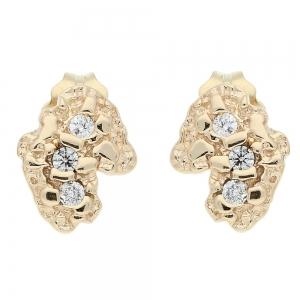 Natural Diamond Nugget Earrings - 0.16 Ct. T.w. 14K Yellow Gold