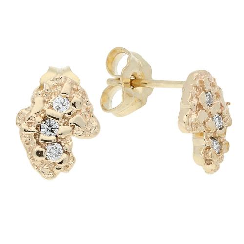 Natural Diamond Nugget Earrings - 0.16 Ct. T.w. 14K Yellow Gold