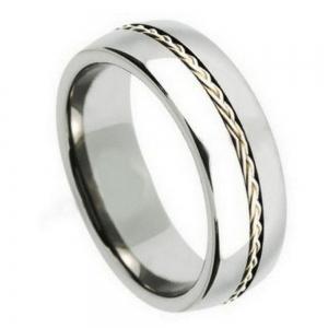 Grooved with Braided Sterling Silver Insert - 8MM Band