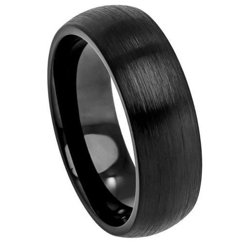 Brushed Black IP Plated Classic Domed Band - 8MM Band
