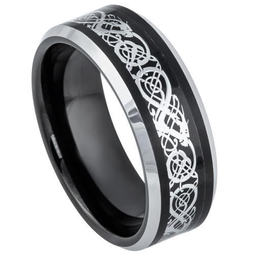 Black IP & Stainless Steel Celtic Inlay - 8MM Band