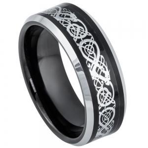 Black IP & Stainless Steel Celtic Inlay - 8MM Band