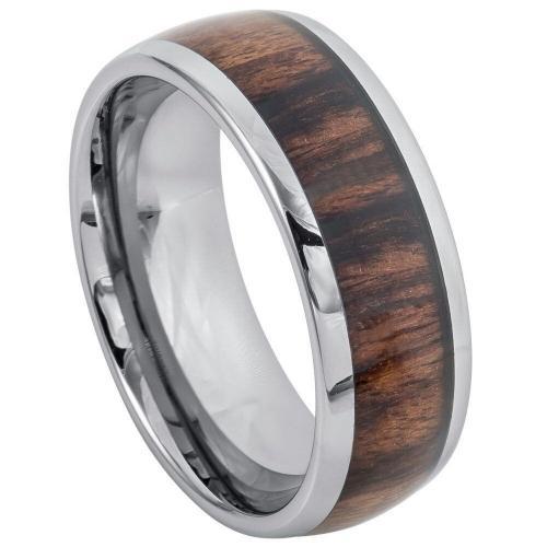 High Polished Domed with Rosewood Inlay - 8MM Band