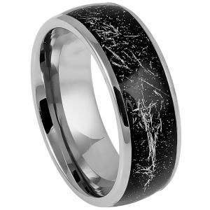 Domed with Imitation Meteorite on Black Carbon Fiber Inlay - 8MM Band