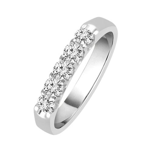 1/2 Ct. T.w. Diamond Round 5-stone Prong Set Wedding Band In 14Kt White Gold