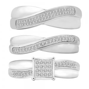 0.37 Ct. T.w. Diamond Trio Bridal Ring Set In 14Kt White Gold