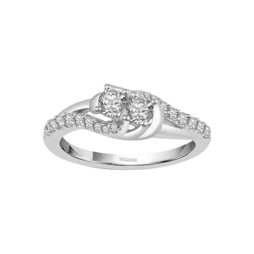 Ultimate Value® Toi et Moi Round Diamond Pave Engagement Ring - 0.50 Ct. T.w. in 10K White Gold