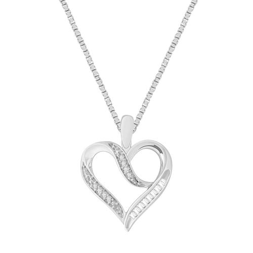 0.08CT. T.W. DIAMOND HEART BAGUETTE PENDANT IN 10K GOLD
