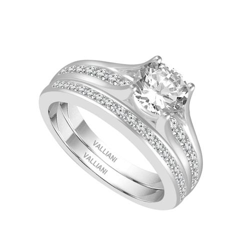 Diani® 2-row Bridal Ring Set - 1.50 Ct. T.w. in 14K White Gold