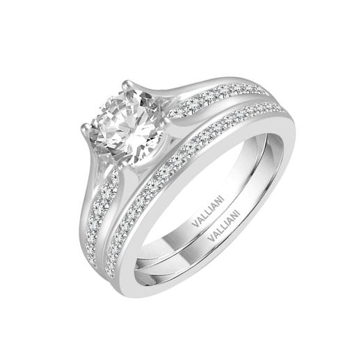 Diani® 2-row Bridal Ring Set - 1.50 Ct. T.w. in 14K White Gold