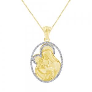 0.25 CT. T.W.  Virgin Mary Diamond Pendant In 14K Gold
