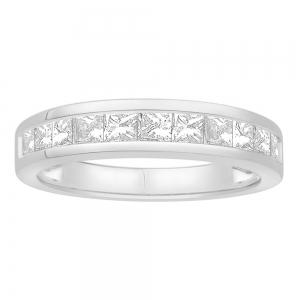 1 Ct. T.w. Diamond 11-stone Princess Channel Wedding Band In 14Kt White Gold