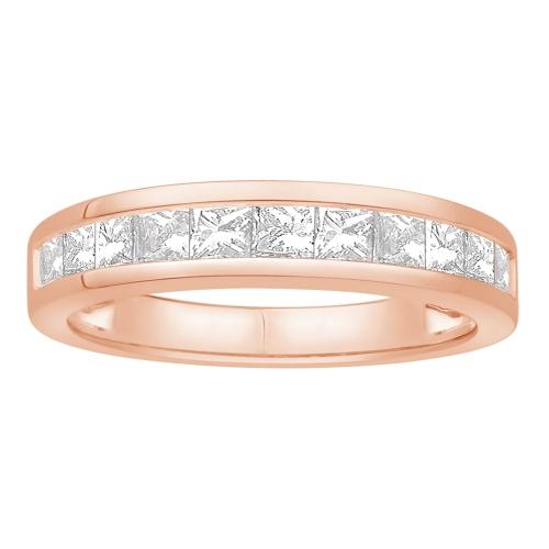 1 Ct. T.w. Diamond 11-stone Princess Channel Wedding Band In 14Kt Rose Gold