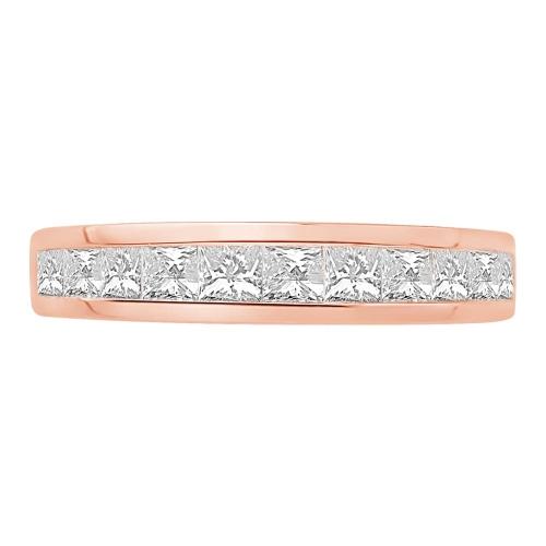 1 Ct. T.w. Diamond 11-stone Princess Channel Wedding Band In 14Kt Rose Gold