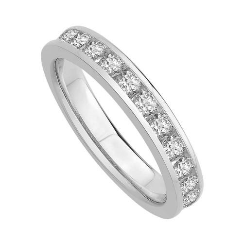 1 Ct. T.w. Diamond Round Channel Wedding Band In 14Kt White Gold
