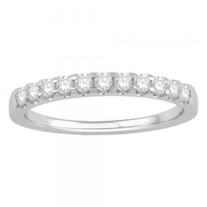 1/3 Ct. T.w. Diamond Round 11-stone Prong Set Wedding Band In 14Kt White Gold