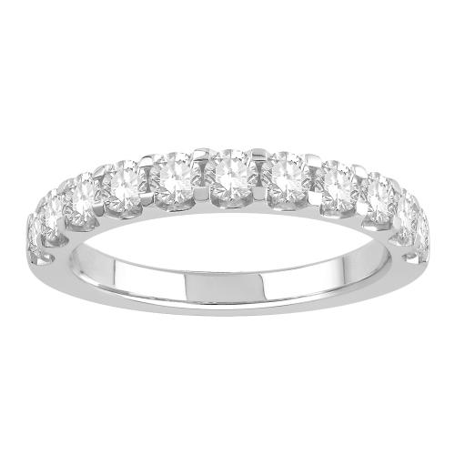 1 Ct. T.w. Diamond Round 11-stone Prong Set Wedding Band In 14Kt White Gold