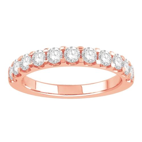 1 Ct. T.w. Diamond Round 11-stone Prong Set Wedding Band In 14Kt Rose Gold