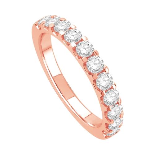 1 Ct. T.w. Diamond Round 11-stone Prong Set Wedding Band In 14Kt Rose Gold