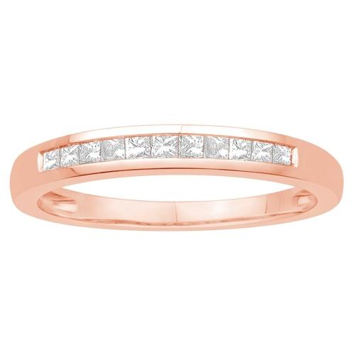1/4 Ct. T.w. Diamond 11-stone Princess Channel Wedding Band In 14Kt Rose Gold