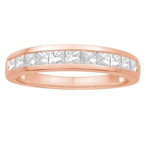 3/4 Ct. T.w. Diamond 11-stone Princess Channel Wedding Band In 14Kt Rose Gold