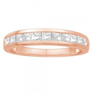 3/4 Ct. T.w. Diamond 11-stone Princess Channel Wedding Band In 14Kt Rose Gold