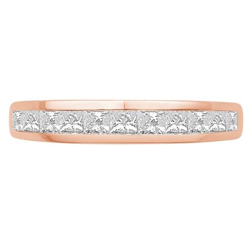 3/4 Ct. T.w. Diamond 11-stone Princess Channel Wedding Band In 14Kt Rose Gold