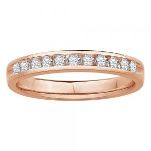 1/3 Ct. T.w. Diamond 11-stone Round Channel Wedding Band In 14Kt Rose Gold