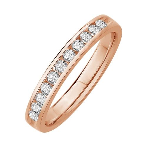 1/3 Ct. T.w. Diamond 11-stone Round Channel Wedding Band In 14Kt Rose Gold