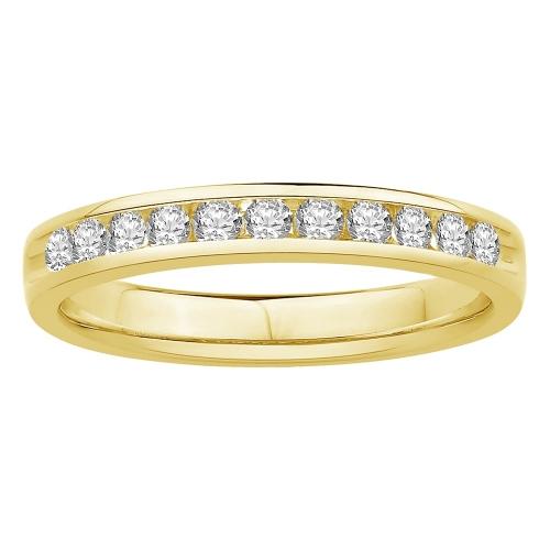 1/3 Ct. T.w. Diamond 11-stone Round Channel Wedding Band In 14Kt Yellow Gold