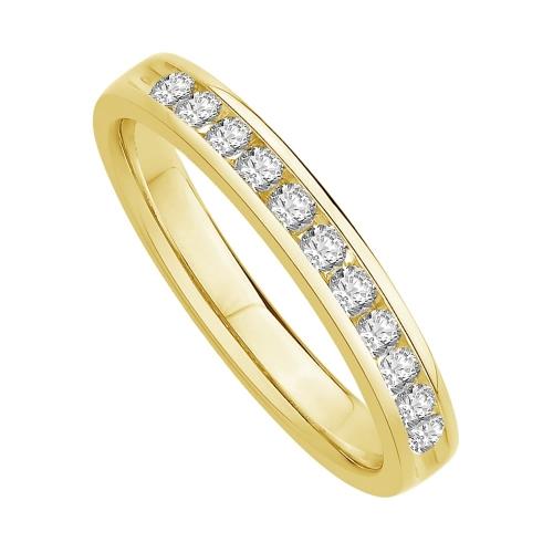 1/3 Ct. T.w. Diamond 11-stone Round Channel Wedding Band In 14Kt Yellow Gold
