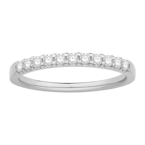 1/4 Ct. T.w. Diamond Round 11-stone Prong Set Wedding Band In 14Kt White Gold