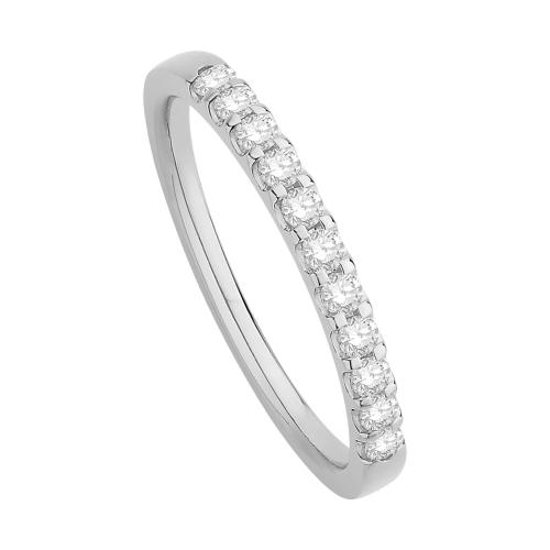 1/4 Ct. T.w. Diamond Round 11-stone Prong Set Wedding Band In 14Kt White Gold