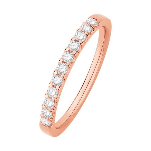 1/4 Ct. T.w. Diamond Round 11-stone Prong Set Wedding Band In 14Kt Rose Gold