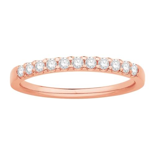 1/4 Ct. T.w. Diamond Round 11-stone Prong Set Wedding Band In 14Kt Rose Gold