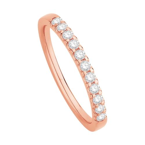 1/4 Ct. T.w. Diamond Round 11-stone Prong Set Wedding Band In 14Kt Rose Gold