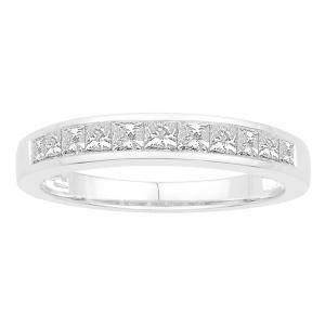 1/2 Ct. T.w. Diamond 11-stone Princess Channel Wedding Band In 14Kt White Gold