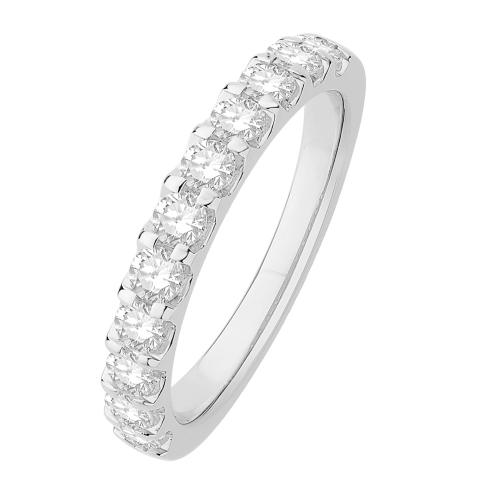 3/4 Ct. T.w. Diamond Round 11-stone Prong Set Wedding Band In 14Kt White Gold