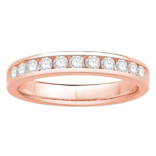 1/2 Ct. T.w. Diamond 11-stone Round Channel Wedding Band In 14Kt Rose Gold