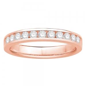1/2 Ct. T.w. Diamond 11-stone Round Channel Wedding Band In 14Kt Rose Gold