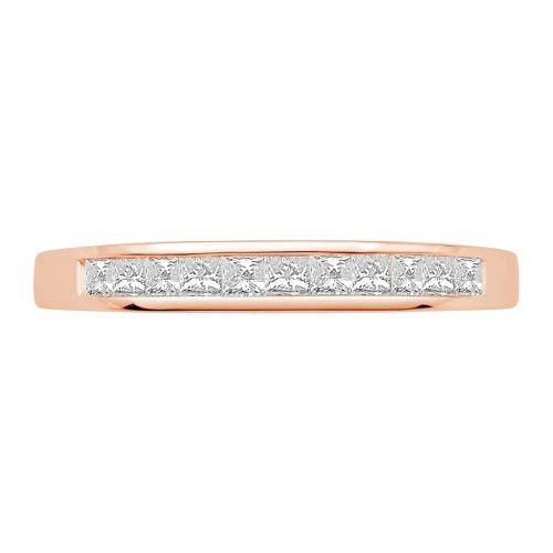 0.1 Ct. T.w. Diamond Round Milgrain Wedding Band In 14k Rose Gold