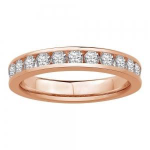 3/4 Ct. T.w. Diamond 11-stone Round Channel Wedding Band In 14Kt Rose Gold