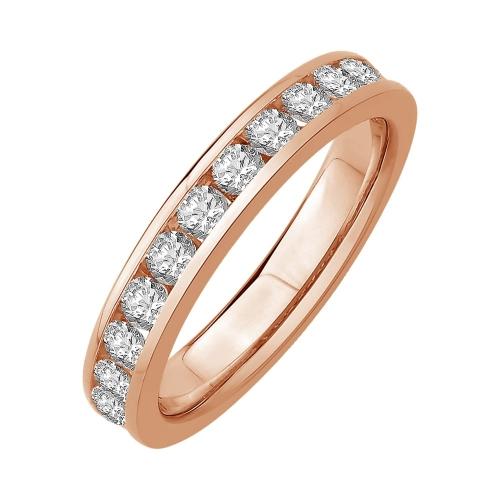 3/4 Ct. T.w. Diamond 11-stone Round Channel Wedding Band In 14Kt Rose Gold